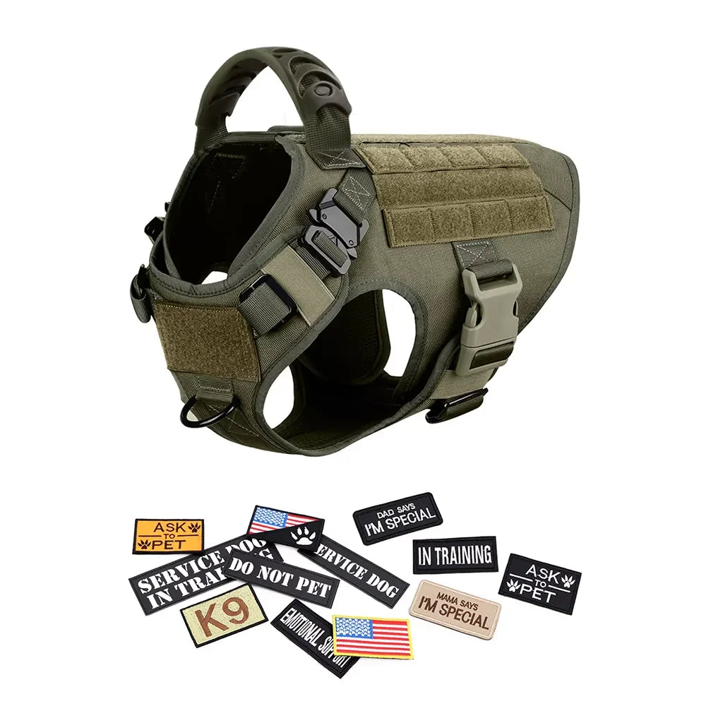 Tactical Military Large Dog Harness Collar