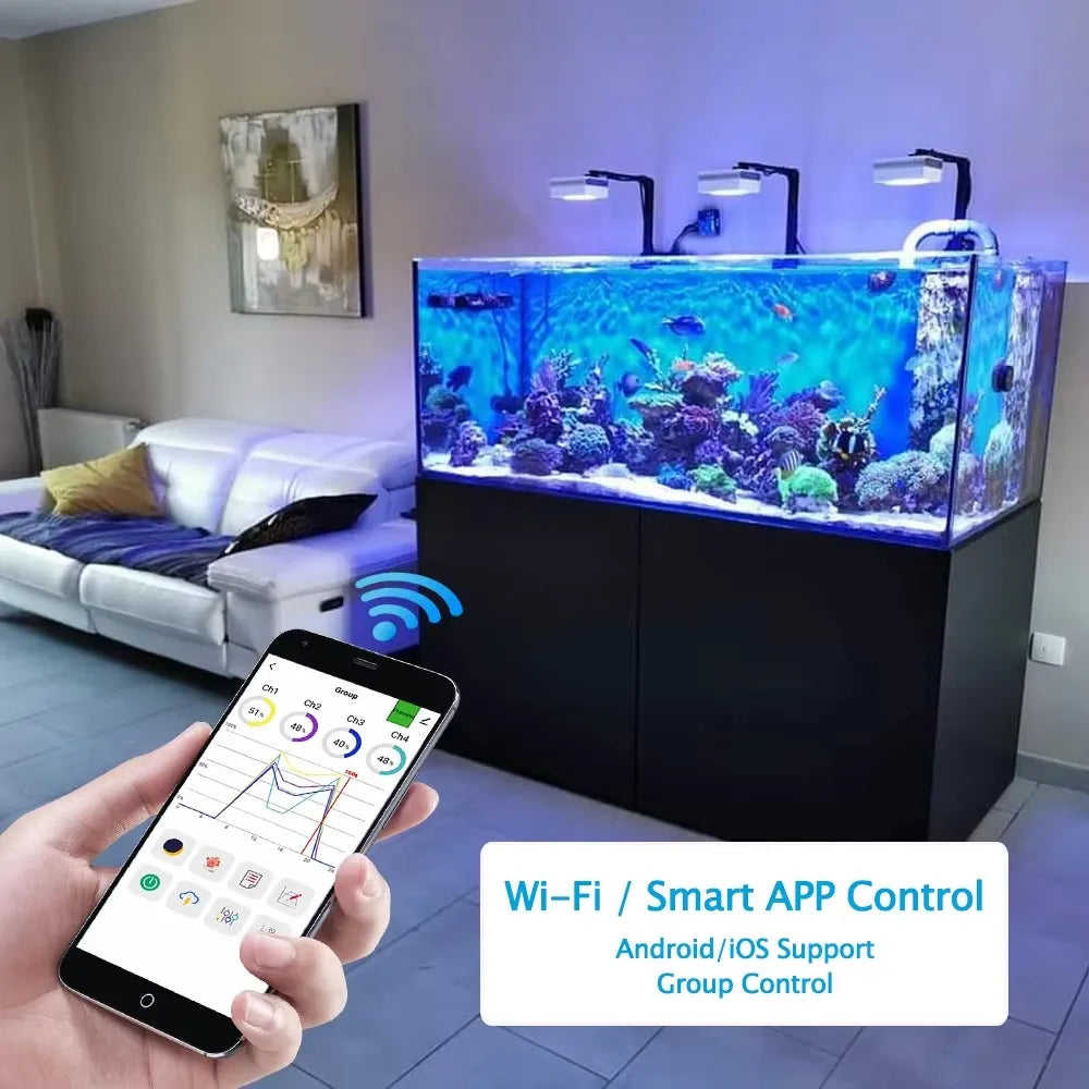NEW PopBloom RL90 -WiFi Led Aquarium Light - Full Spectrum, Reef Light Marine Aquarium Tank Lamp