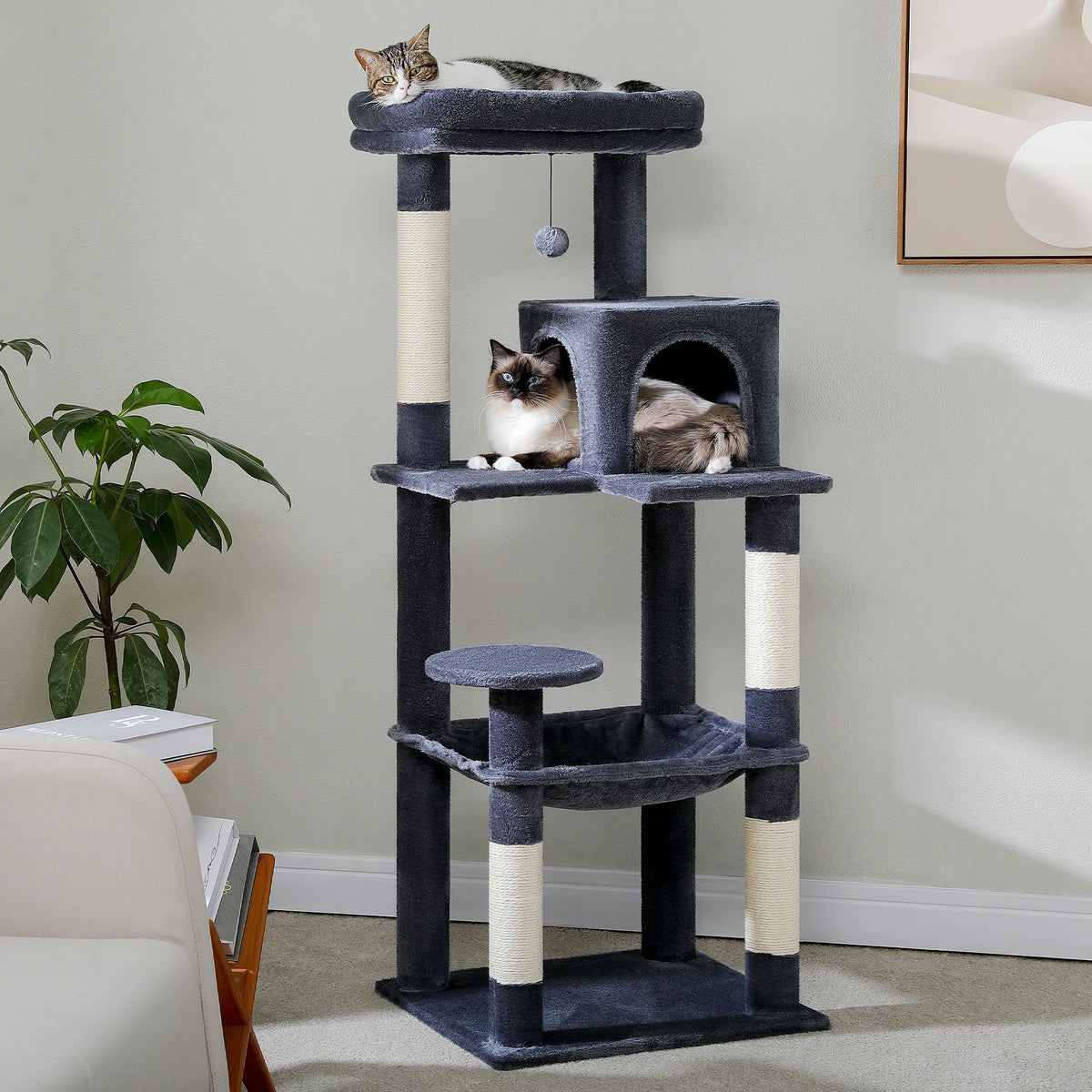 Cat Tree for Indoor 5-Level Cat Tower - Covered Scratching Posts Cozy Condo Top Perch