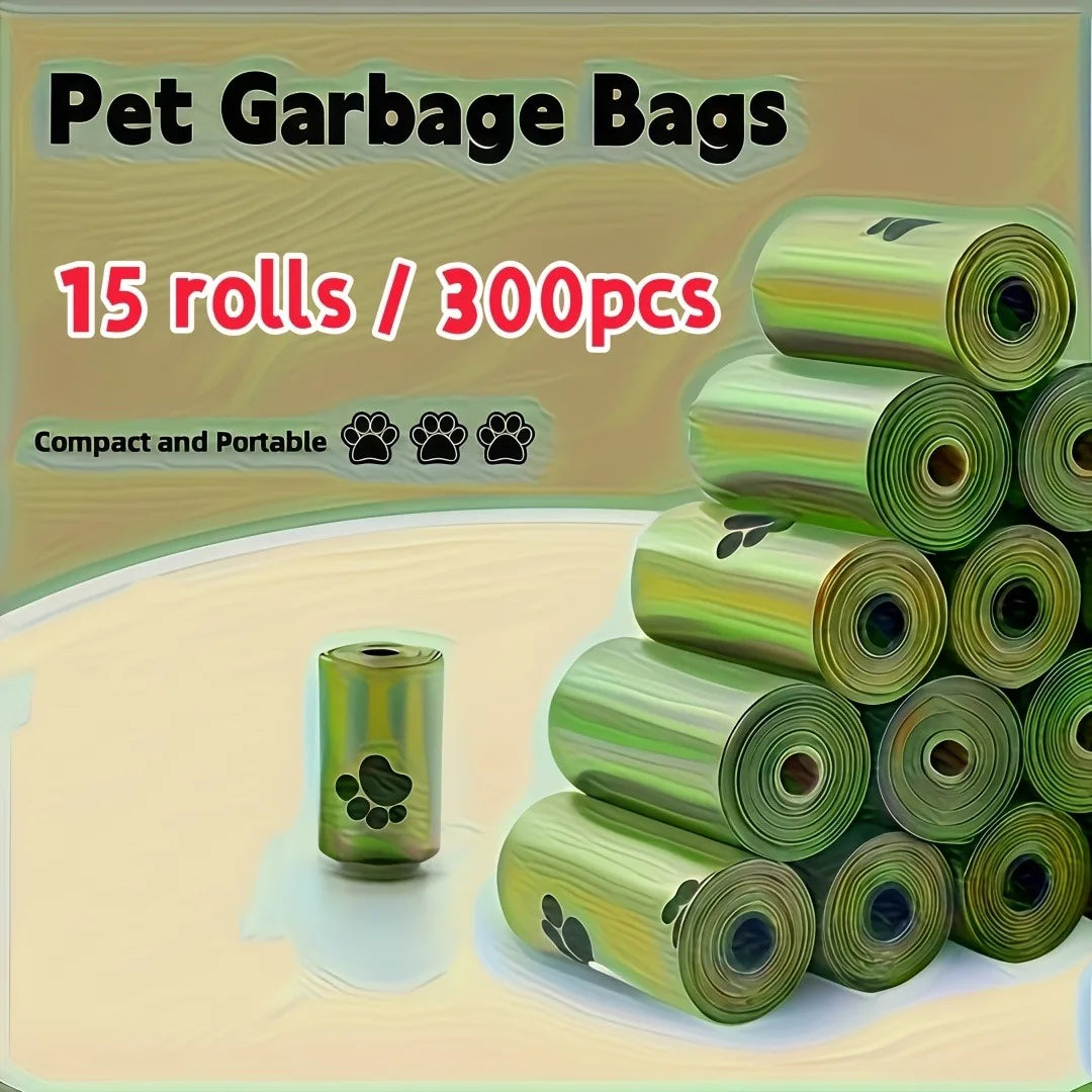 15 Rolls / 300 Pet Waste Bags – Thick, Leak-Proof Dog & Cat Poop Bags