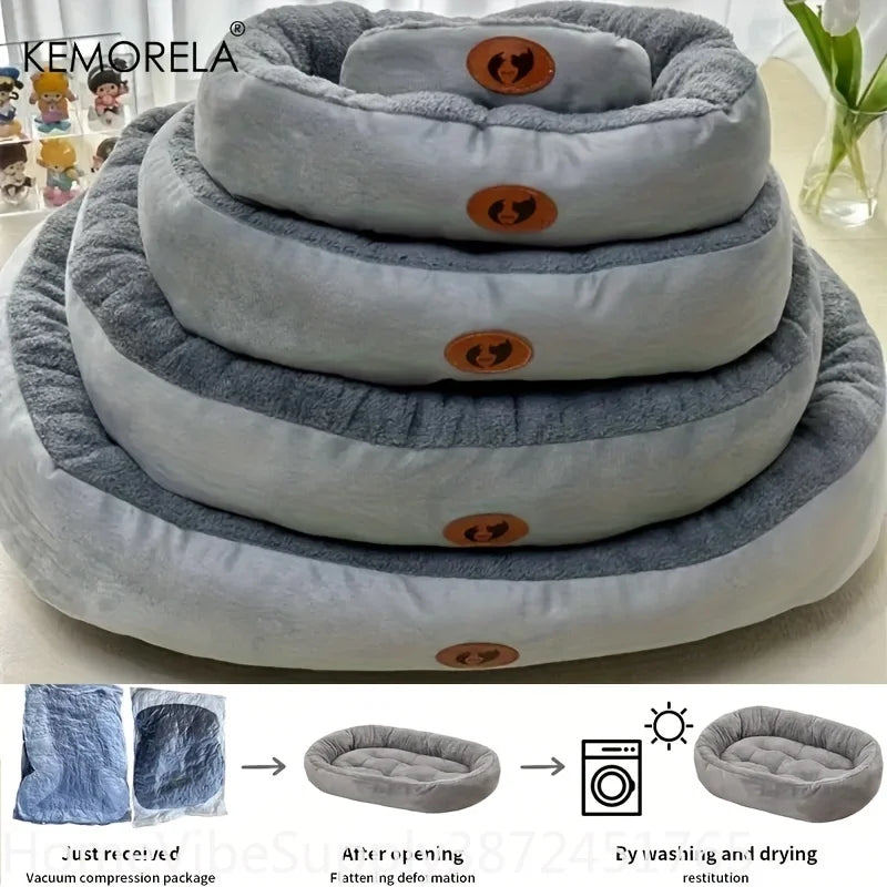Plush Oval Pet Bed - Machine‑Washable - All‑Season Rest Cushion