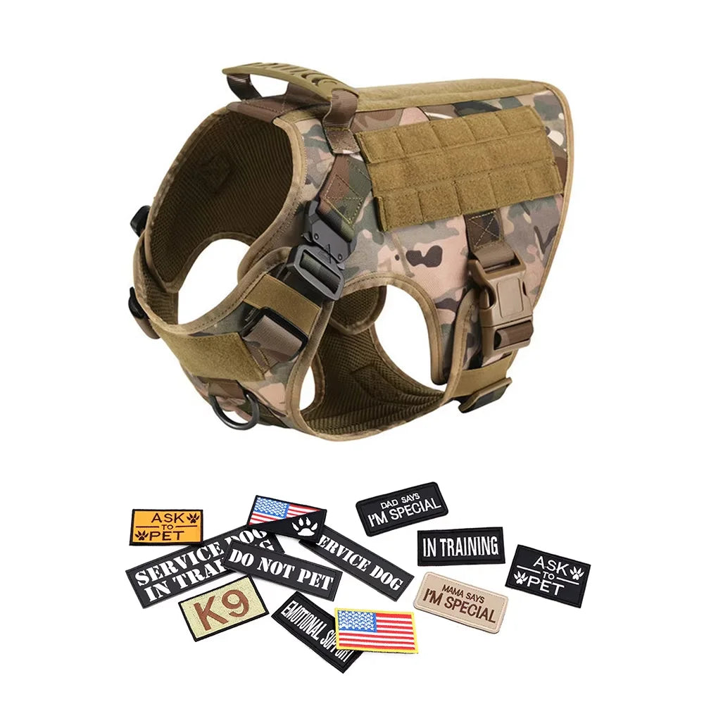 Tactical Military Large Dog Harness Collar