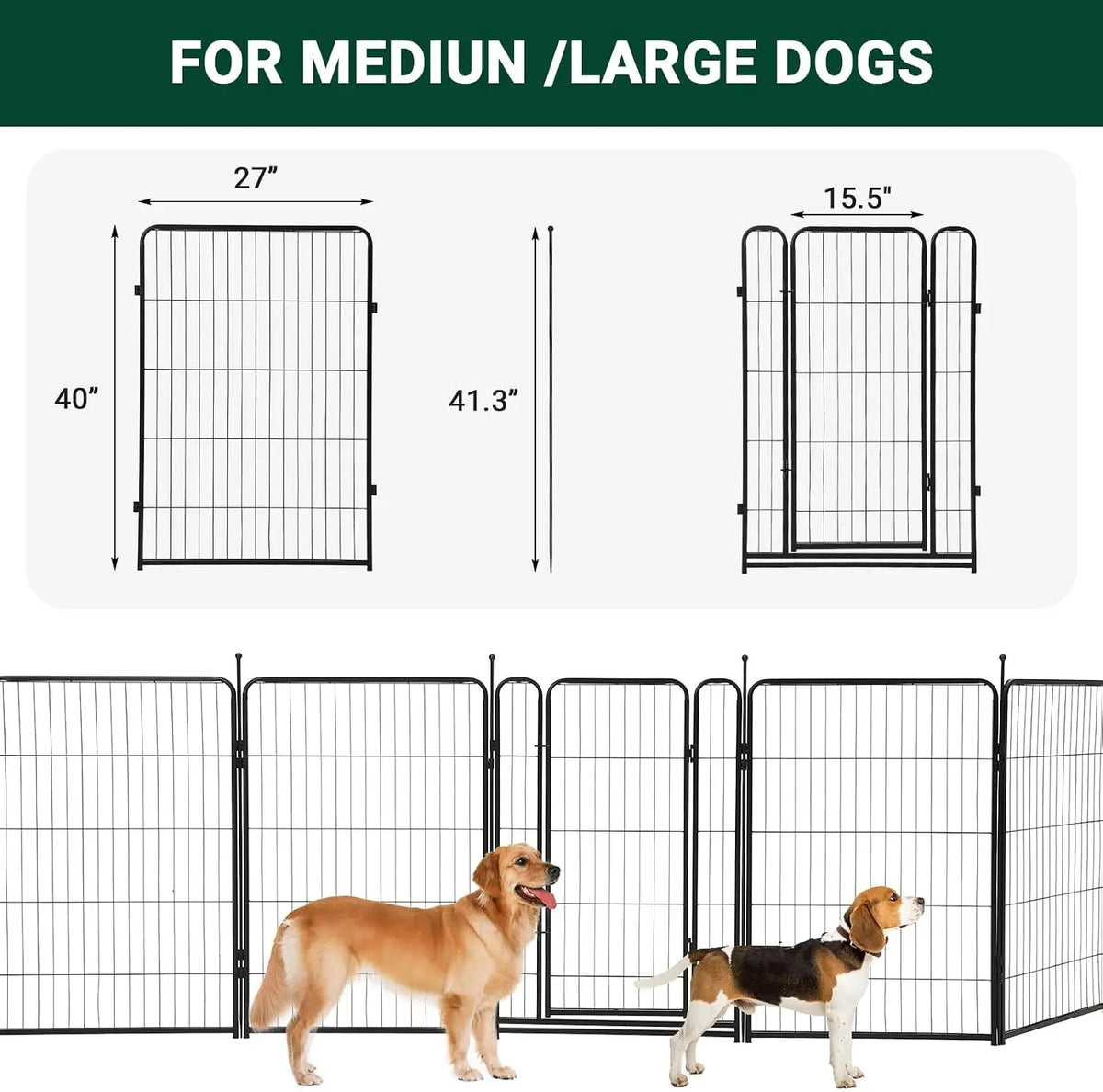 16 Panels - Heavy Duty Pet Fence Indoor / Outdoor Pet Safety