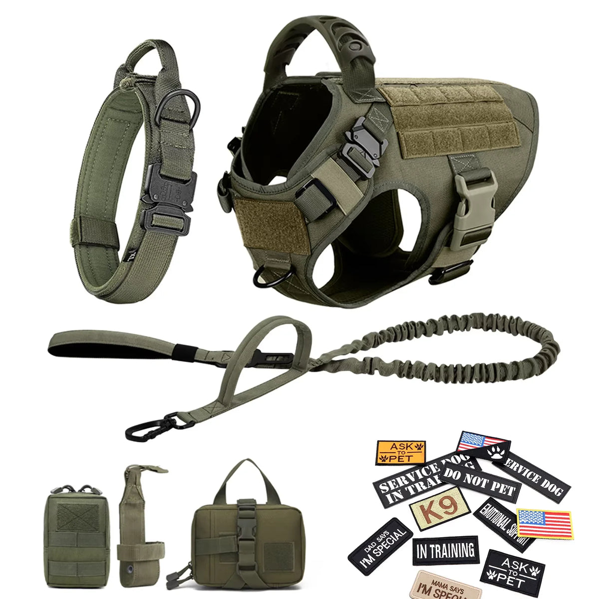 Tactical Military Large Dog Harness Collar