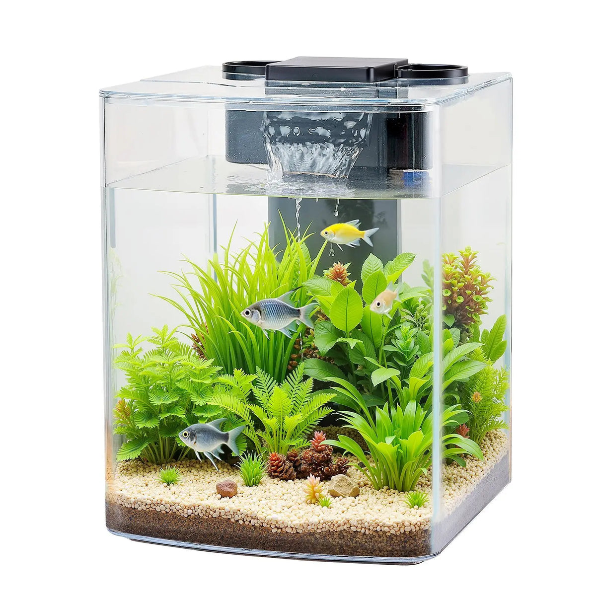 2 Gallon Arch Ultra-Clear Tank Adjustable 3 Color Lighting, Self Cleaning System Fishbowl for Freshwater & Saltwater