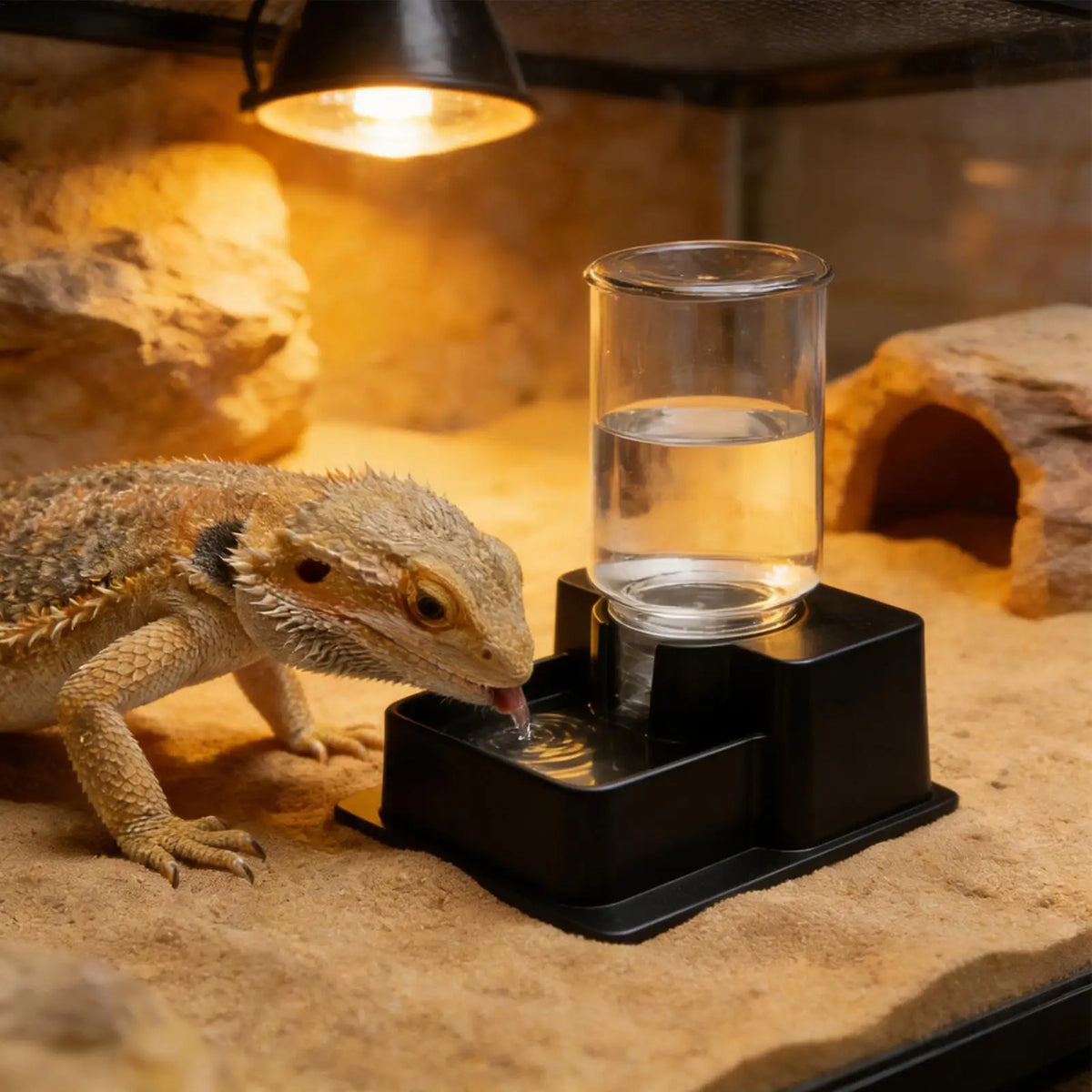 Automatic Gravity Water Dispenser Reptile Feeder Detachable Bowl
