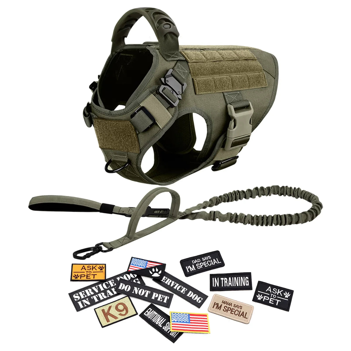Tactical Military Large Dog Harness Collar