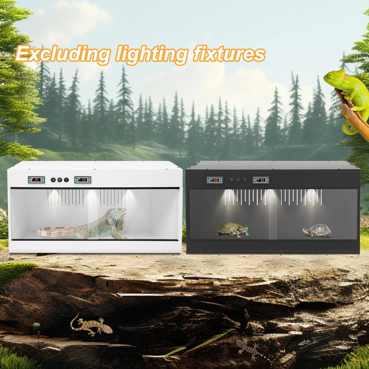 Reptile Lounge Habitat with Glass Sliding Door and Intelligent Thermostat