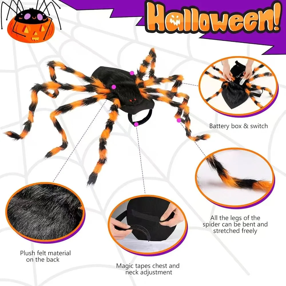 LED Light Up Funny Glowing Spider Dog Halloween Costume