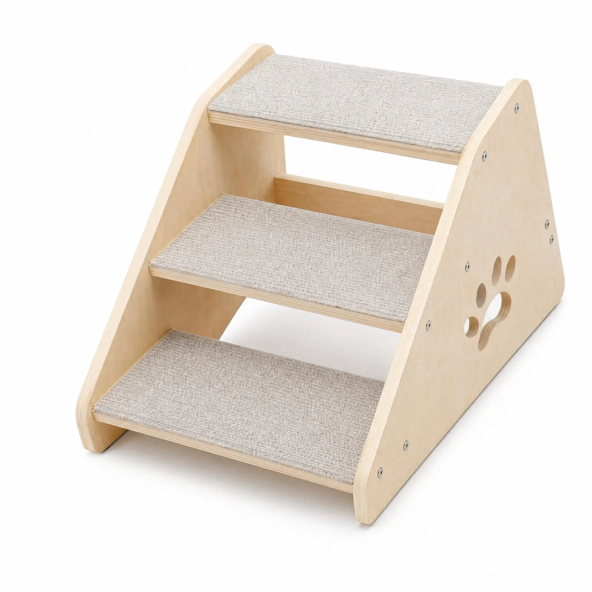 3-Step Wooden Pet Stairs for Small Dogs & Cats – Non-Slip Steps – Soft Fabric Cover – Ideal for Bed, Couch, Car & Senior Pets – Fixed 3-Step Design