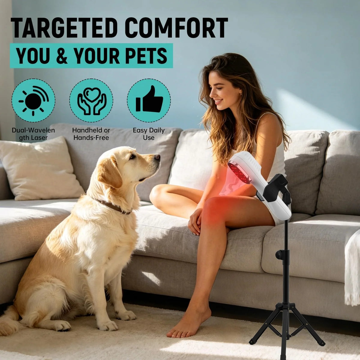 Handheld Red Light Device for Pet 3*808nm Laser Therapy Device for Pain Relief&ArthritisMuscle Comfort&Daily Recovery