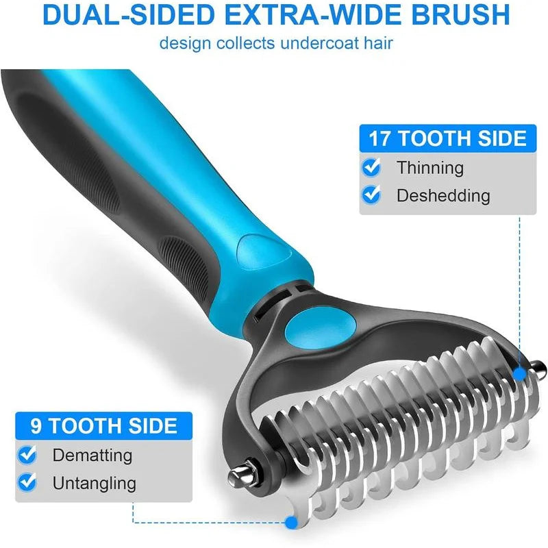 2in1 Stainless Pet De-shedding Brush Dog Hair Remover