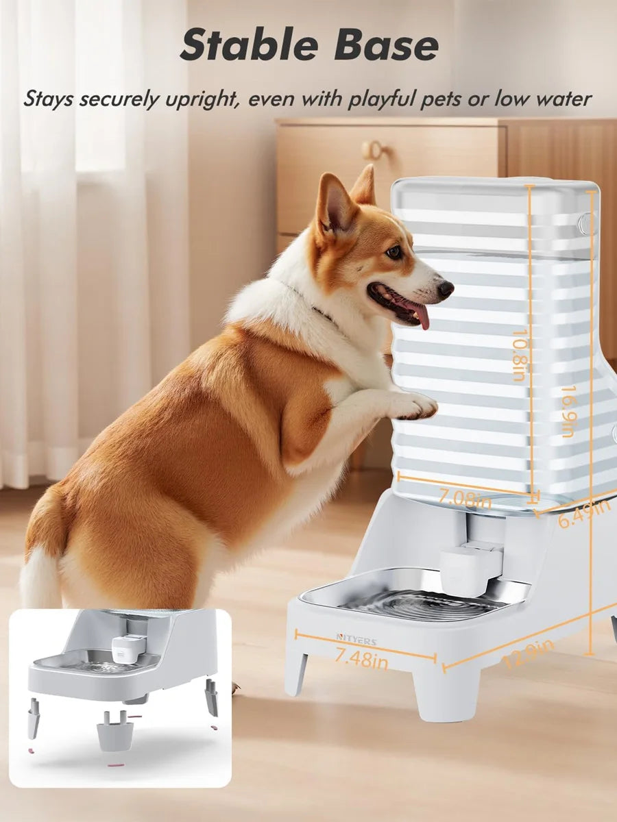 NITYERS 6L Gravity Pet Water Dispenser - Large Capacity Automatic Water Bowl - Raised Elevated Pet Water Fountain