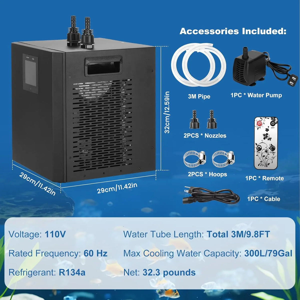 Aquarium Water Chiller 1/3 Hp Aquarium Cooling Box Fish Tank Cooler