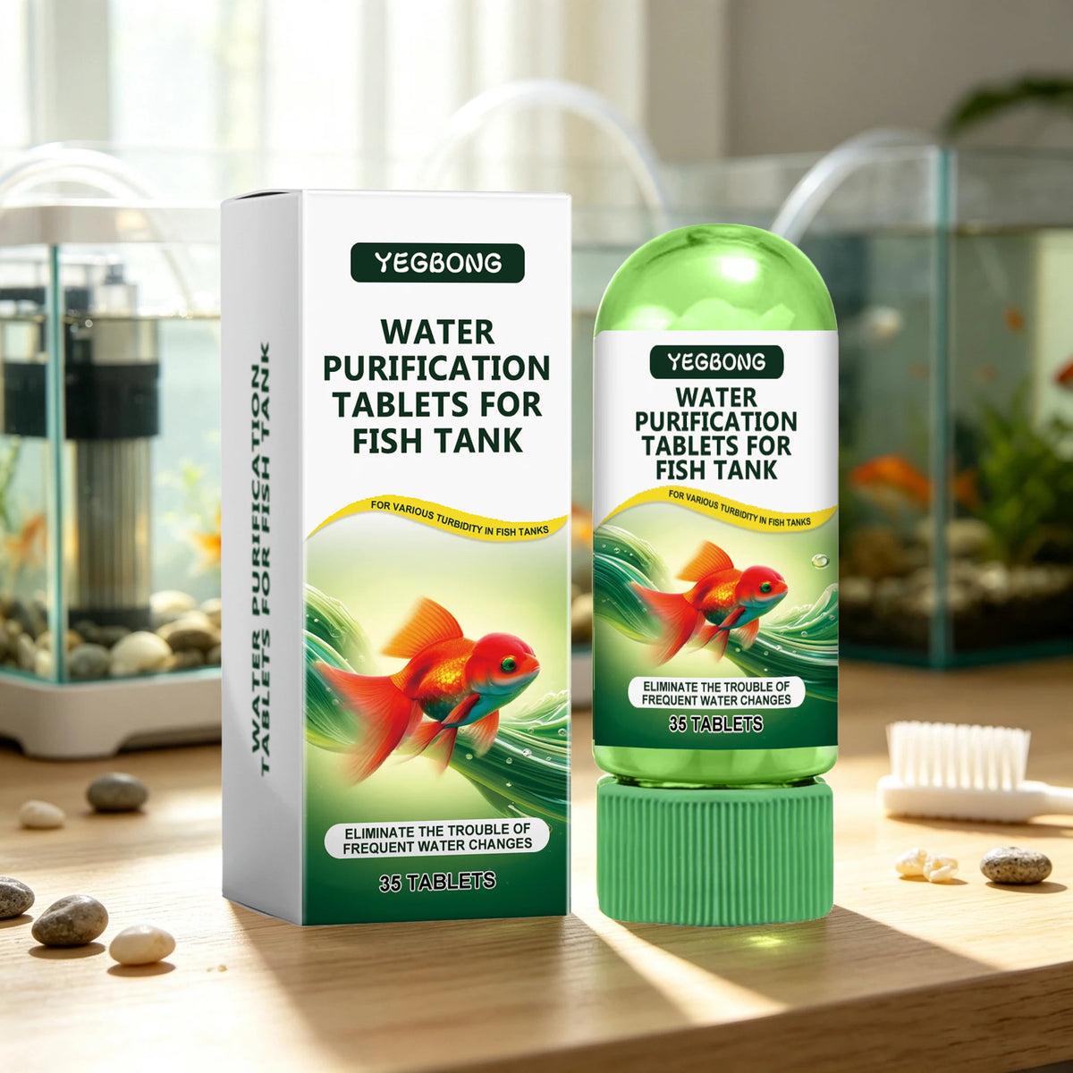 Fish Tank Water Cleaner Tablets- Effective Water Purification Algae Removal - Eliminate Bad Odors - Remove Impurities- Enhance Clarity