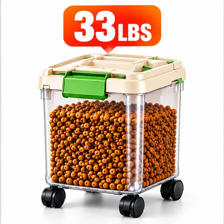 Dog Food Storage Container, 55/33/11Lbs Capacity Options, Large Capacity Transparent Pet Food Storage Box with Scoop