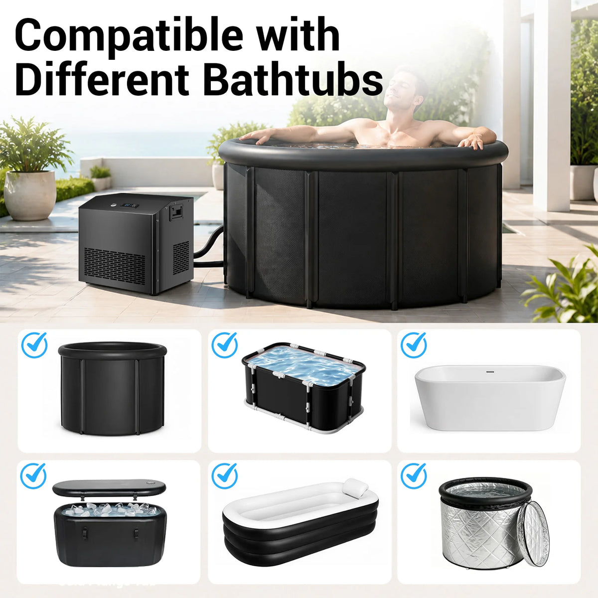 1/2 HP Cold Plunge Chiller for Ice Bath Tub | Smart WiFi Control, Built-in Water Pump, Quiet Operation, Fast Cooling & Cold Therapy Recovery