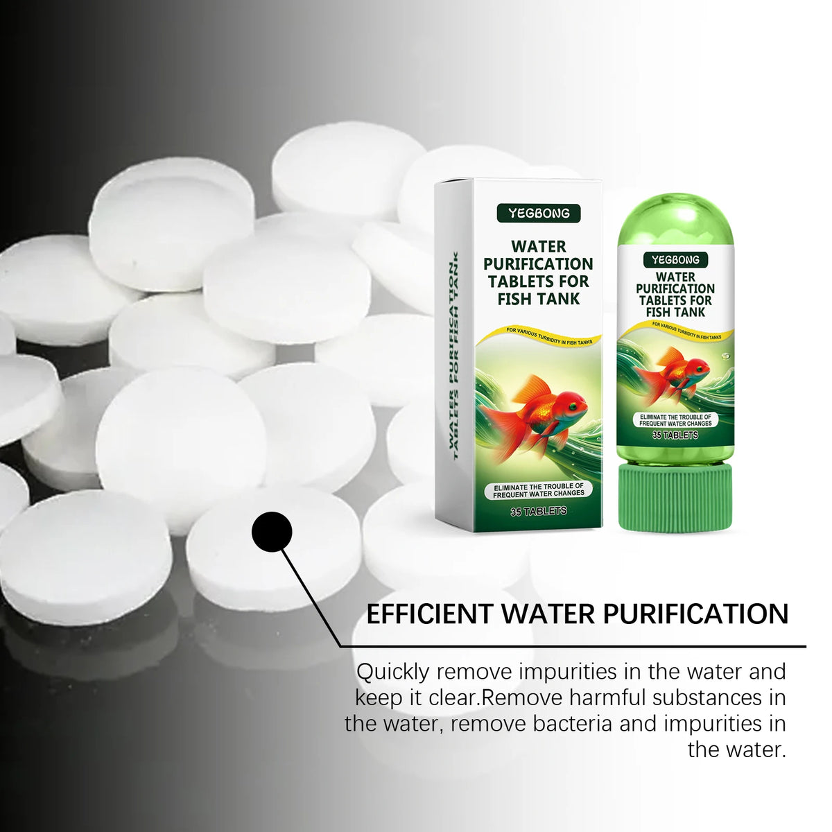 Fish Tank Water Cleaner Tablets- Effective Water Purification Algae Removal - Eliminate Bad Odors - Remove Impurities- Enhance Clarity
