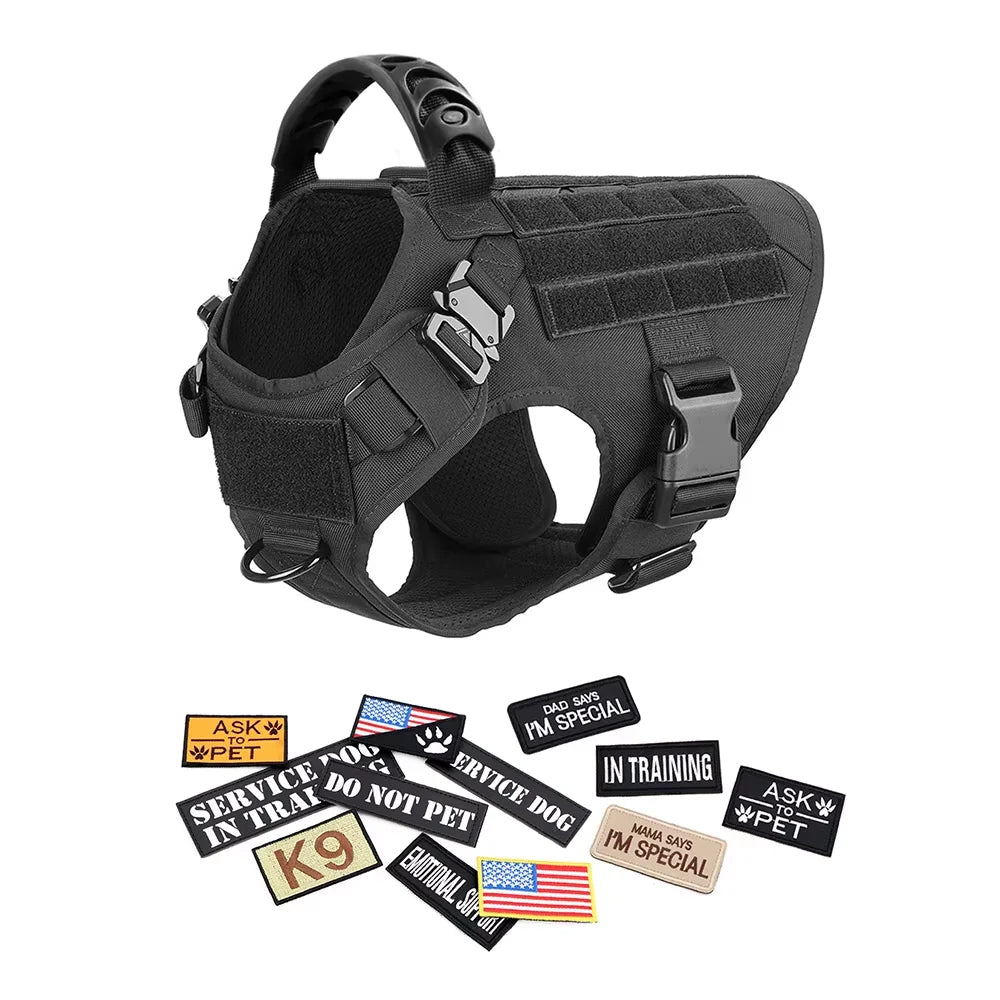 Tactical Military Large Dog Harness Collar