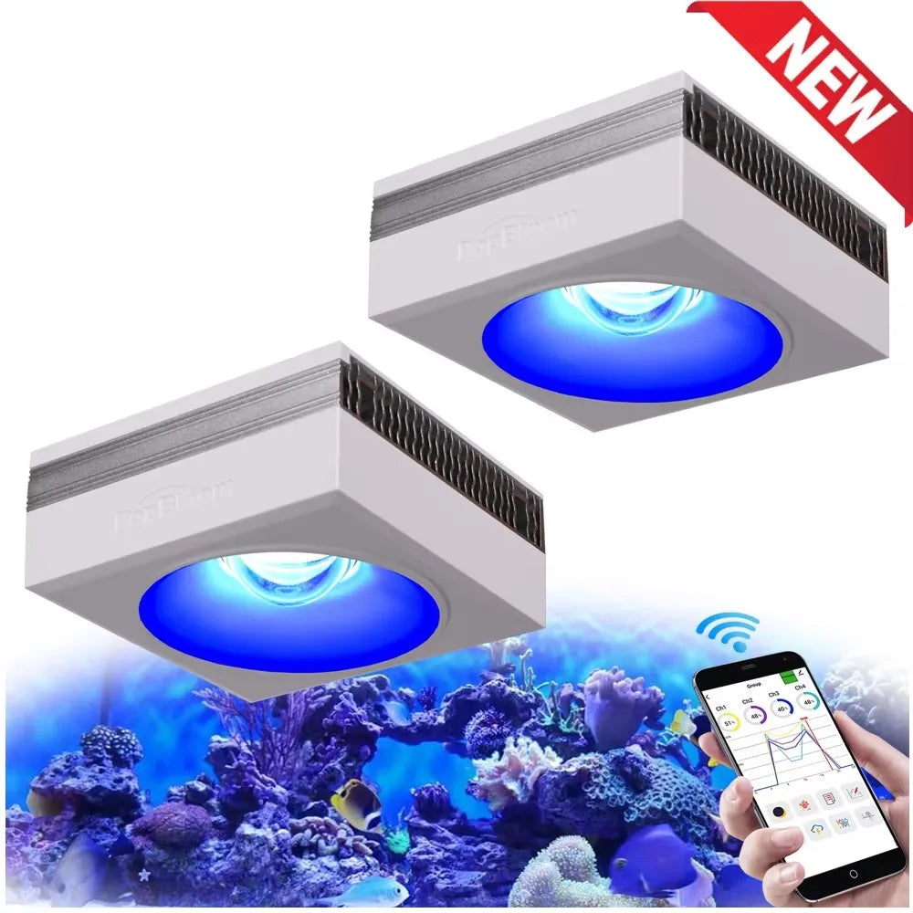 NEW PopBloom RL90 -WiFi Led Aquarium Light -  Full Spectrum, Reef Light Marine Aquarium Tank Lamp