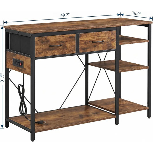 Aquarium Stand with Power Outlet for Fish or Reptile Tank 49.2" x 17,7" Top Tabletop Terrarium
