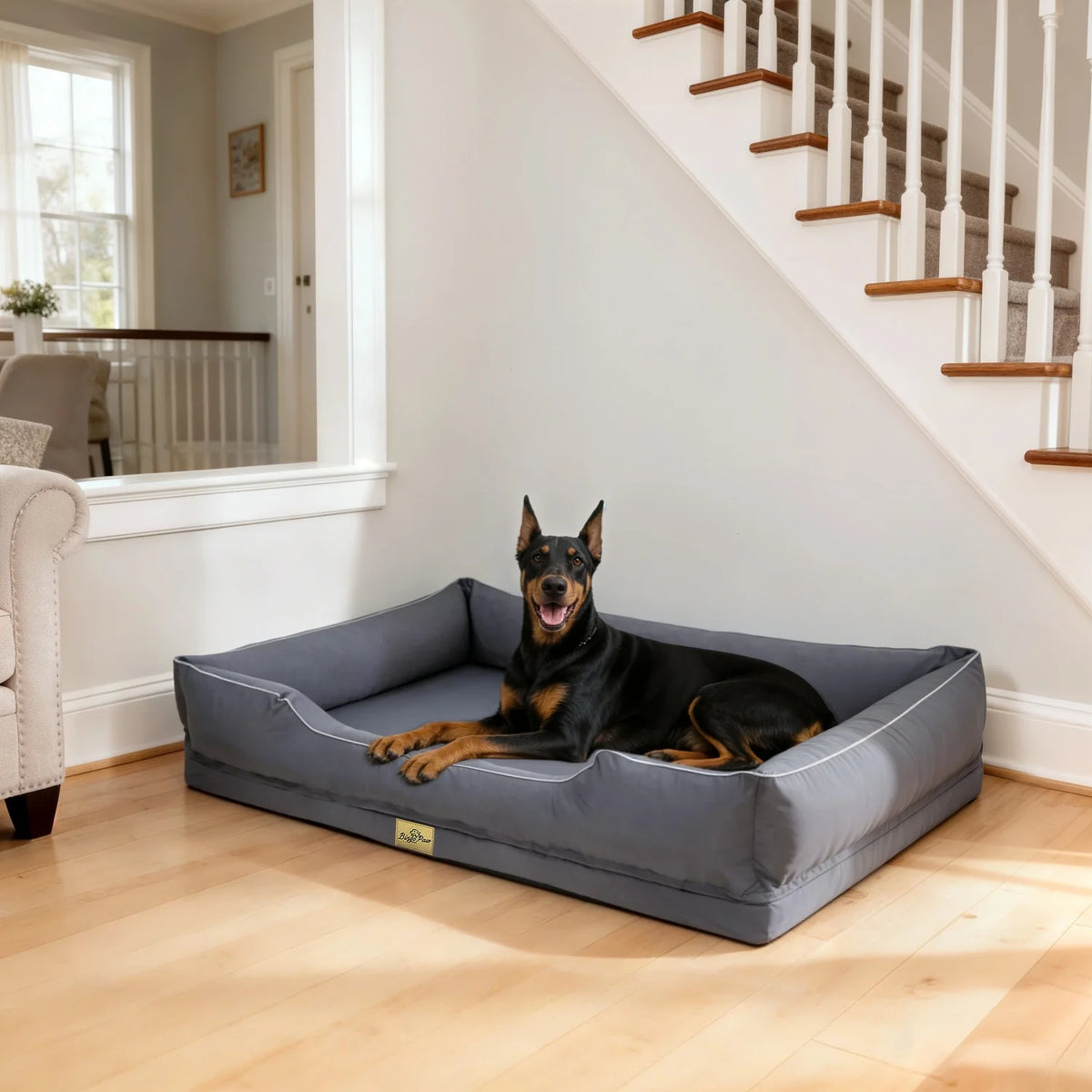 Orthopedic Dog Beds -Dark Grey Pet Sofa Cushion with Removable Machine Washable Cover Foam Base