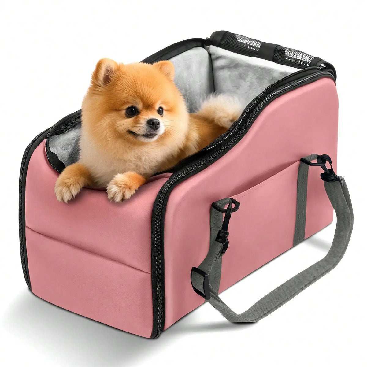 Center Console Pet Car Seat Carrier - Portable Travel Booster Bed For Road Trips