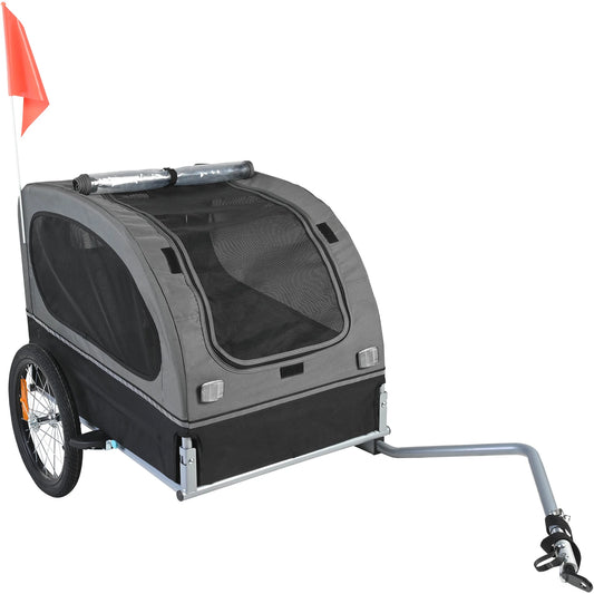 SucceBuy 88 lbs. Dog Bike Trailer with Wheels, Coupler, Reflectors, and Flag