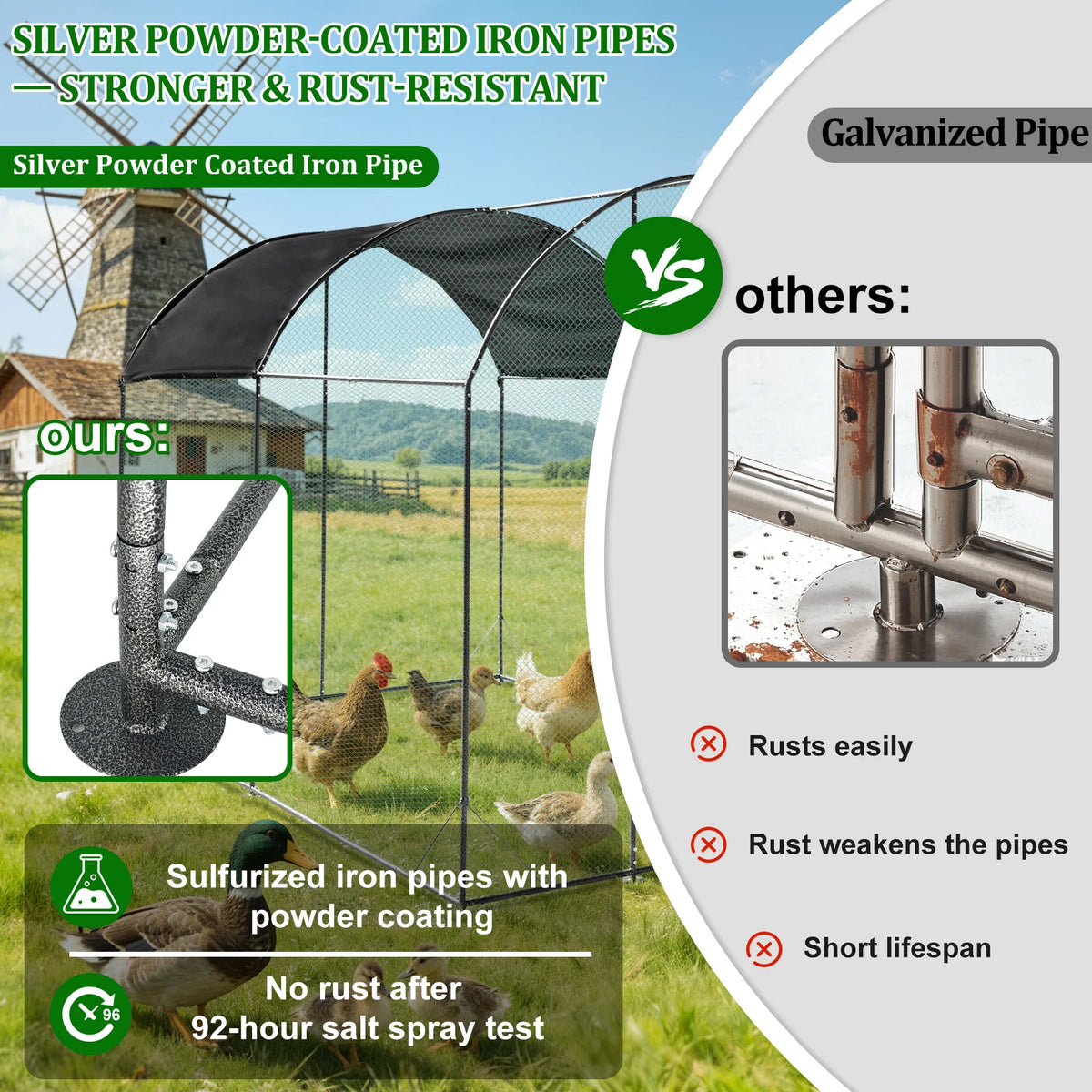 Large Outdoor Walk-in Poultry Cage with Nylon Netting Metal Tubes