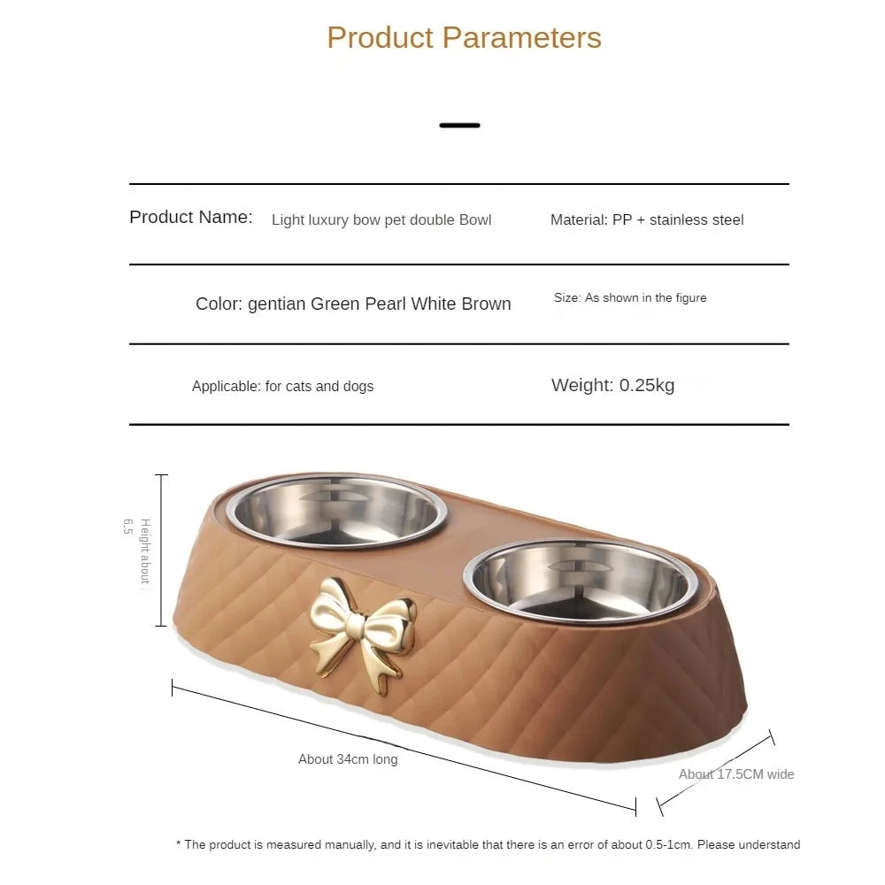Stainless Steel Double Bowl For Feeding -  Drinking