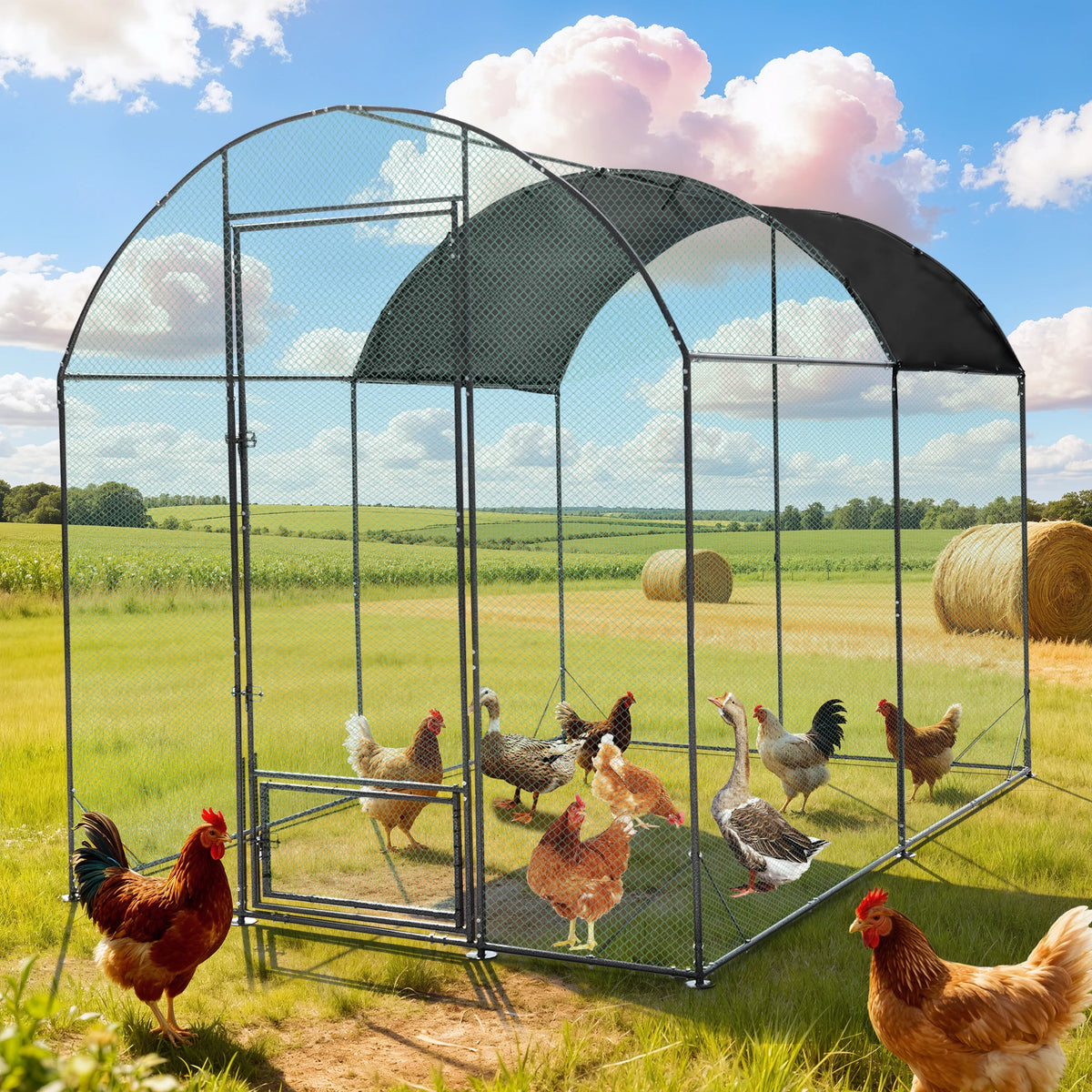 Large Outdoor Walk-in Poultry Cage with Nylon Netting Metal Tubes
