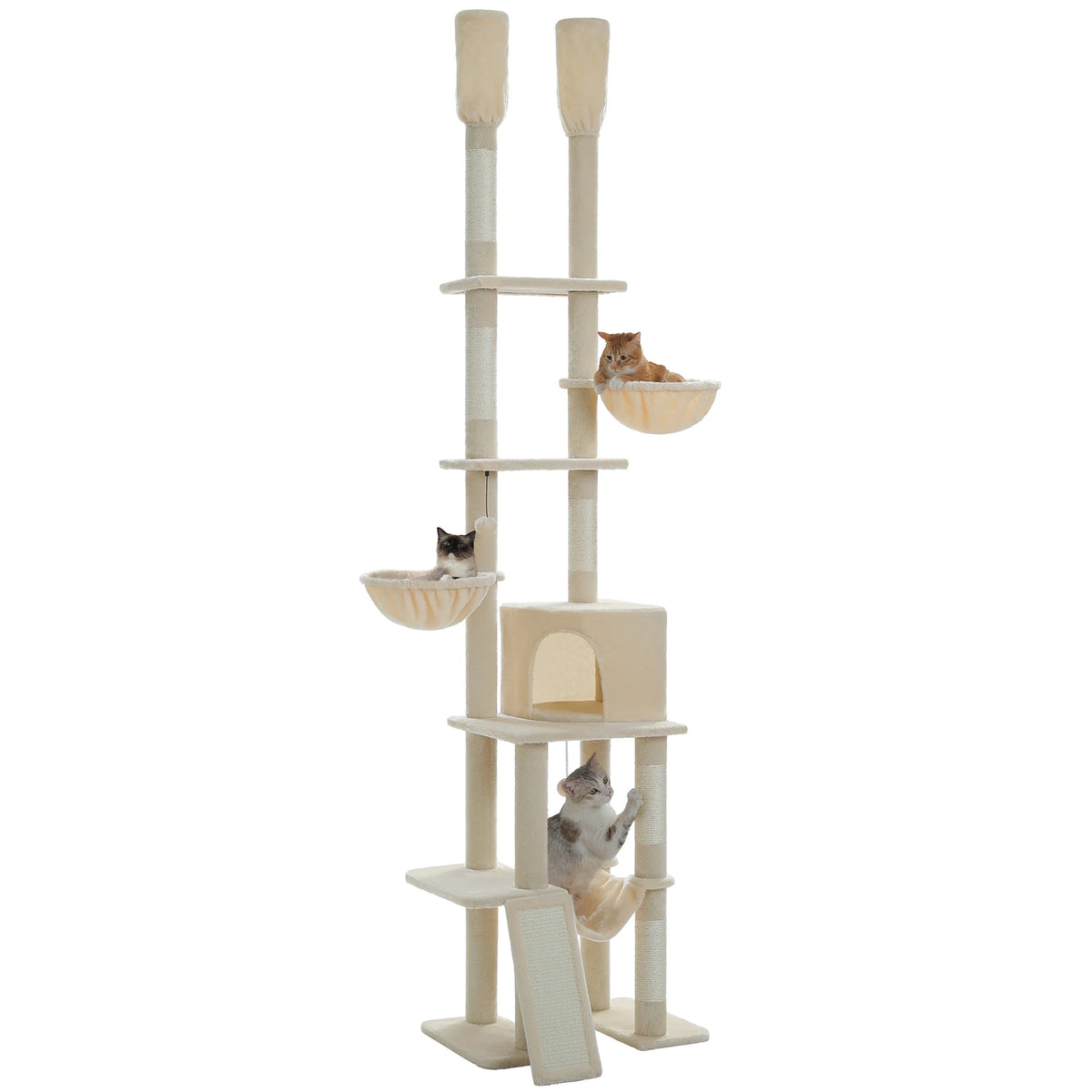 Cactus Cat Tree - Floor to Ceiling Tower 7 Tiers Cat Climbing Tree - 5 Platforms Scratching Posts