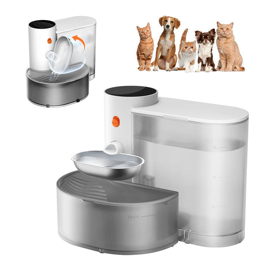Pet gravity Stainless Steel Bowl -Intelligent Pouring Water Dispenser Automatically Purifies The Wireless Drinking Bowl