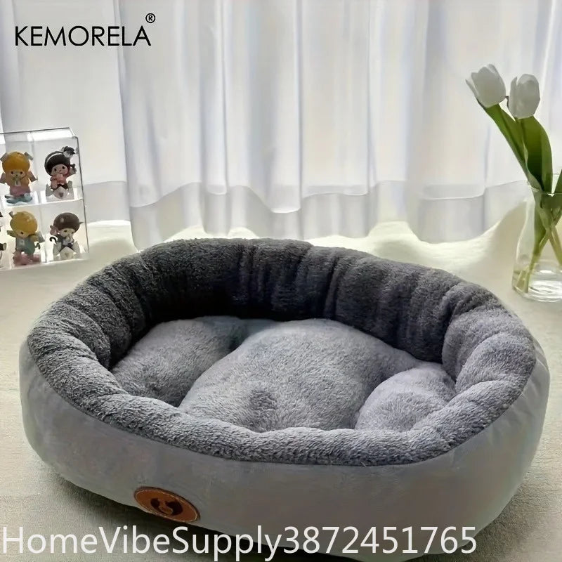 Plush Oval Pet Bed - Machine‑Washable - All‑Season Rest Cushion