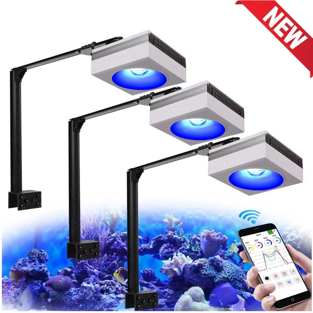 NEW PopBloom RL90 -WiFi Led Aquarium Light -  Full Spectrum, Reef Light Marine Aquarium Tank Lamp