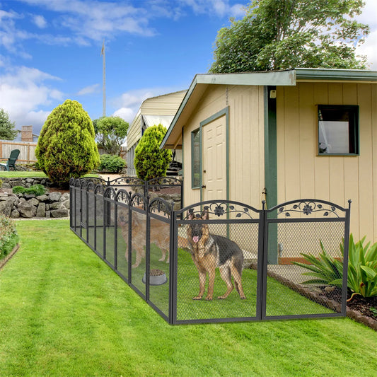 8 Panels DIY Outdoor Heavy Duty Pen Outdoor Metal Fence with Waterproof Fertility Pad