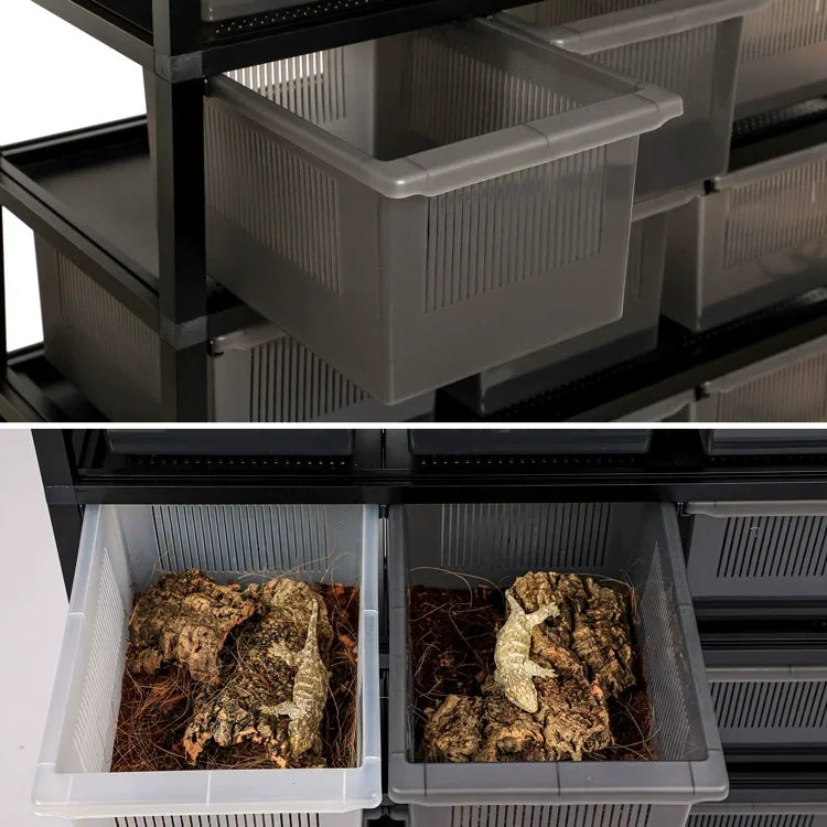 PP PVC Snake Enclosure Snake Hatchling Breeding Rack Reptile Large Snake Rack with Tubs Bin