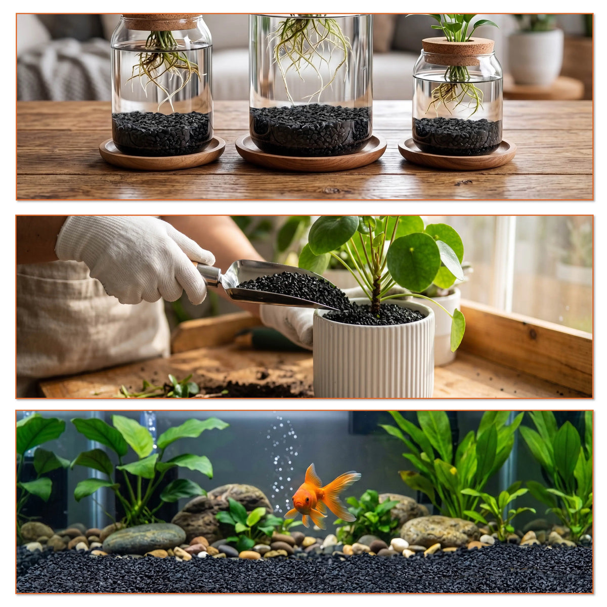 Black Sand Gravel, Decorative Black Sand for Aquarium Fish Tank Substrate, Ideal for Filling Plant Vases And Enhancing Outdoor Decorative Aquariums, Succulents, Pots, Gardening, Crafts, Vase Filler, Plant Decoration, Landscap