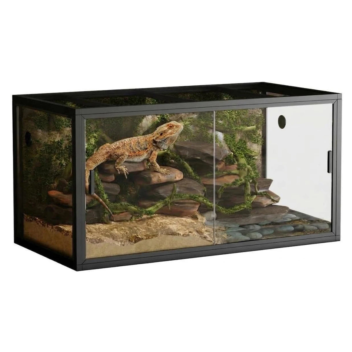 120 Gallon Reptile Terrarium, 4x2x2 ft Front Opening Glass Tank with Screen Top Ventilation