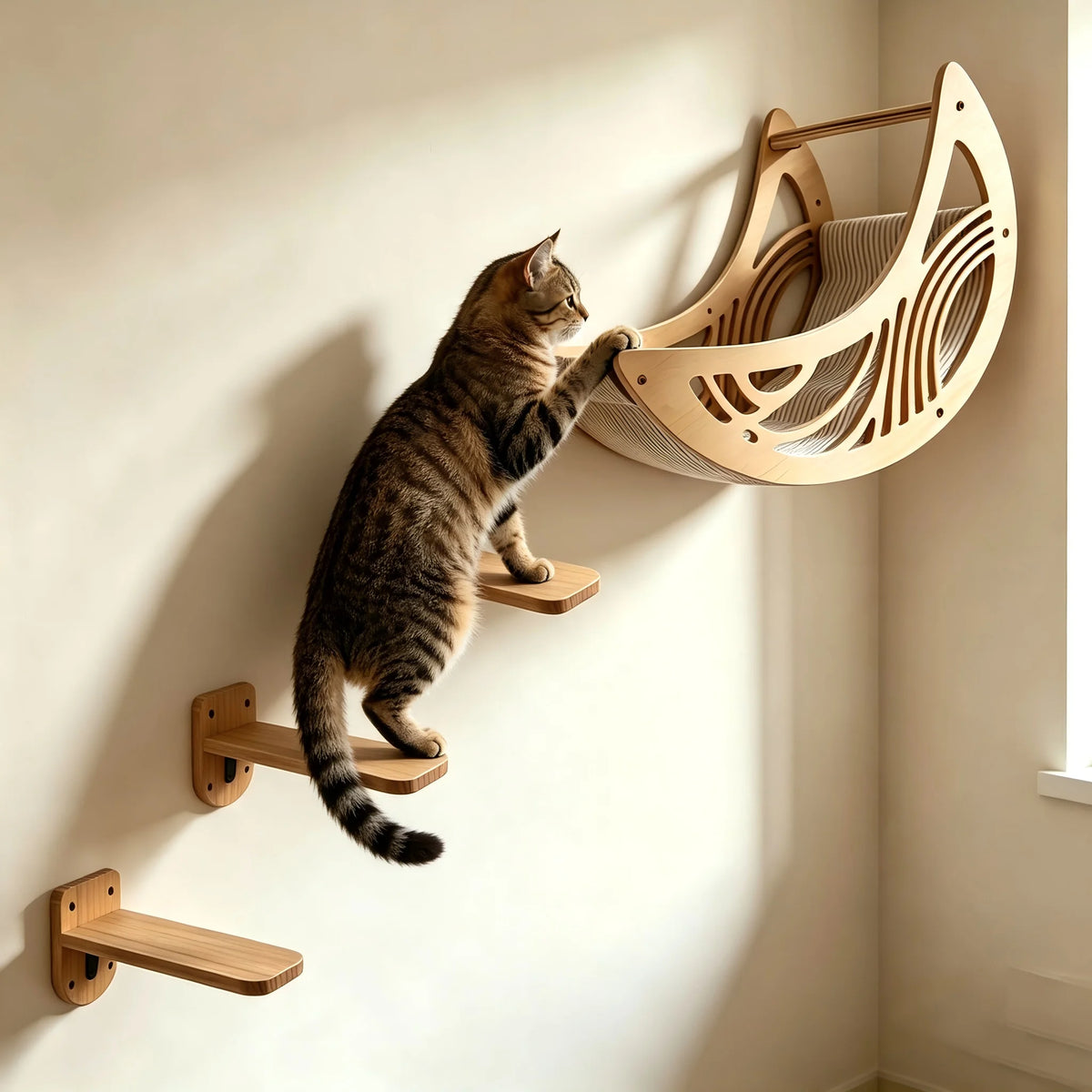 Wall Mounted Cat Shelves Set Moon Shape Hammock Star Perches