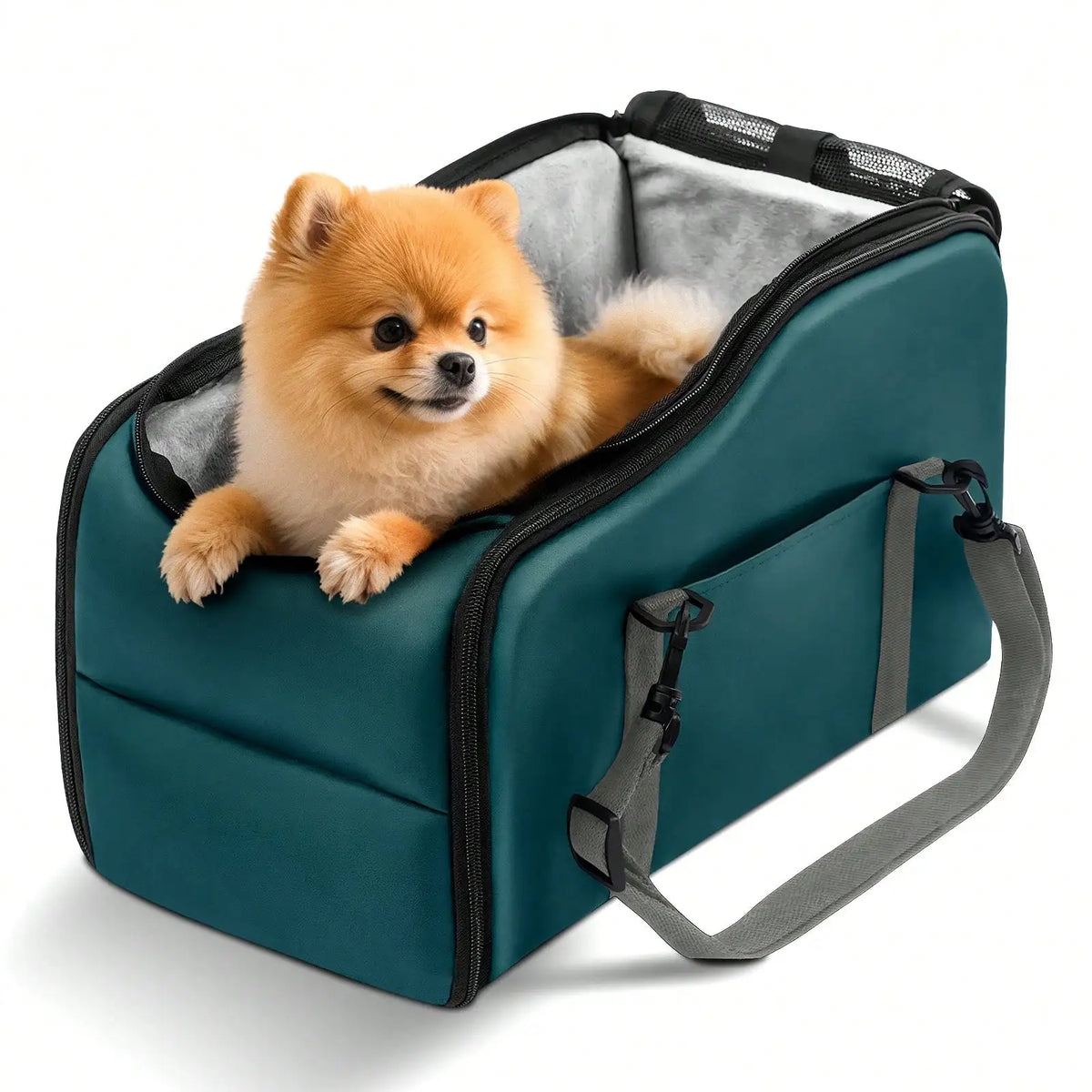 Center Console Pet Car Seat Carrier - Portable Travel Booster Bed For Road Trips