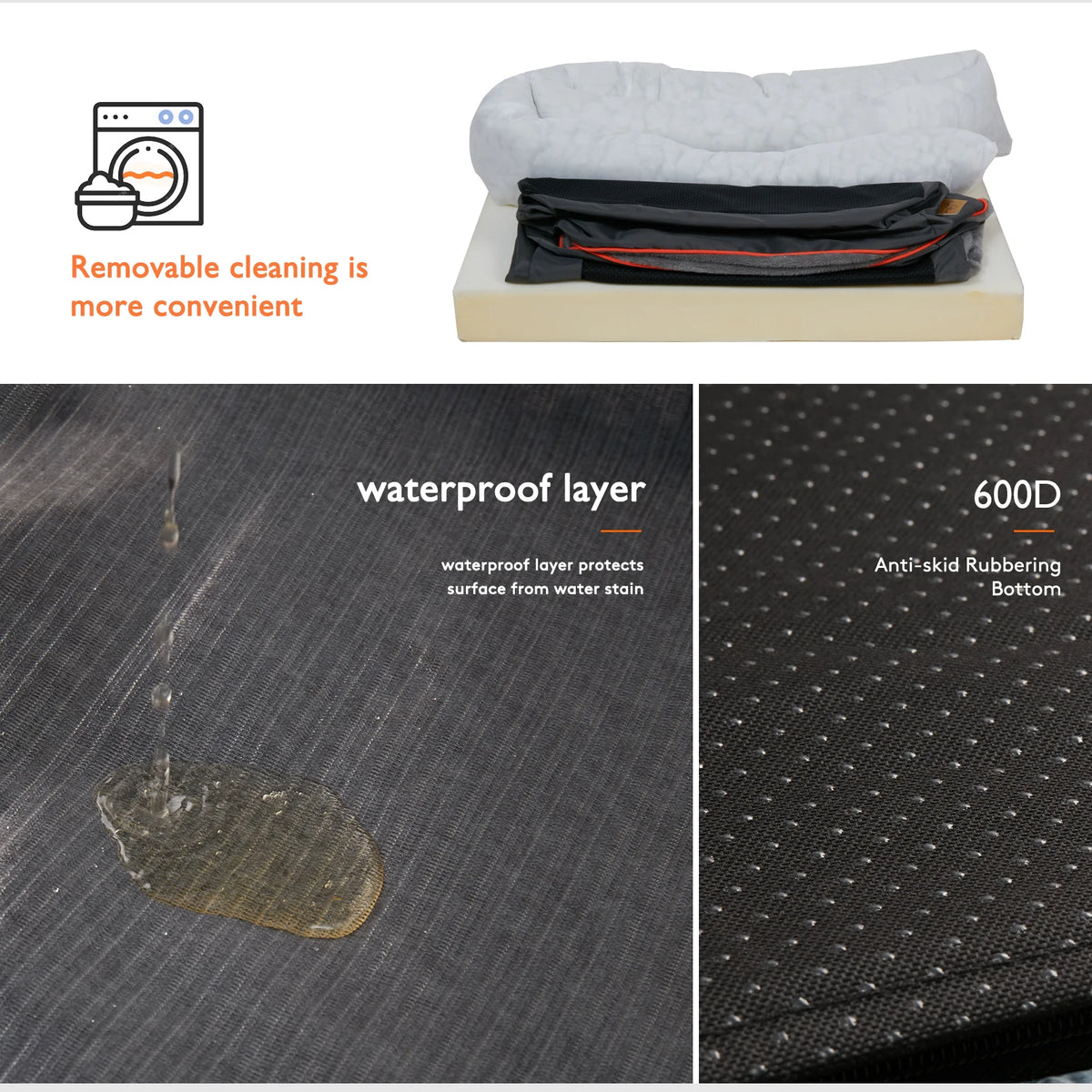 Extra Large Dog Bed Super Soft Orthopedic Foam with Cotton-padded Bolster and Removable Cover