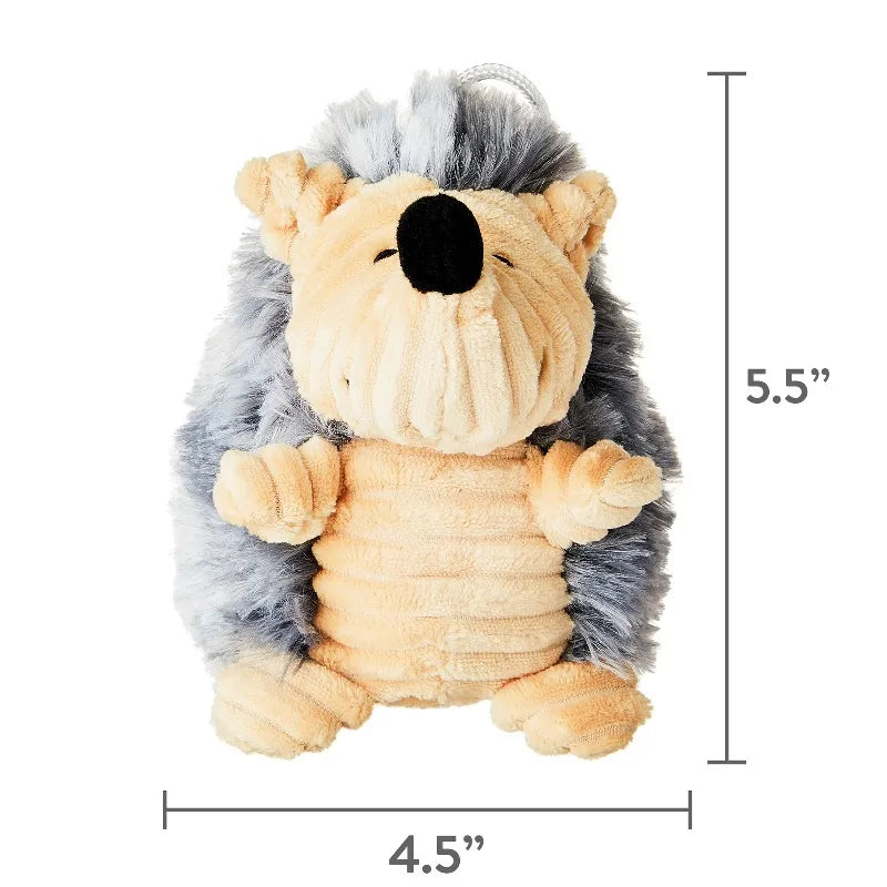 Gray Hedgehog Plush Dog Toy with Squeaker