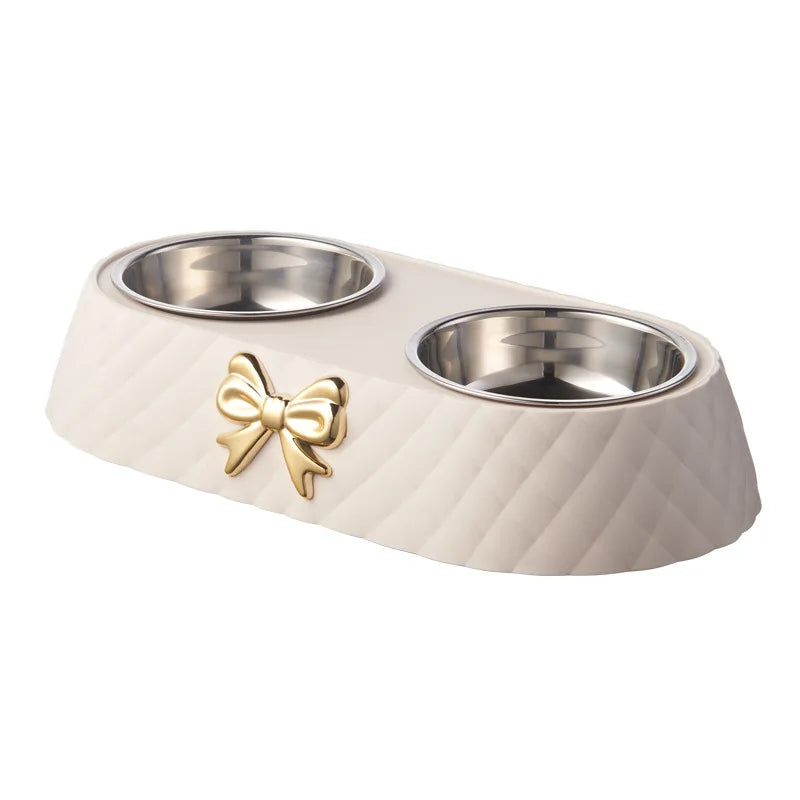 Stainless Steel Double Bowl For Feeding -  Drinking
