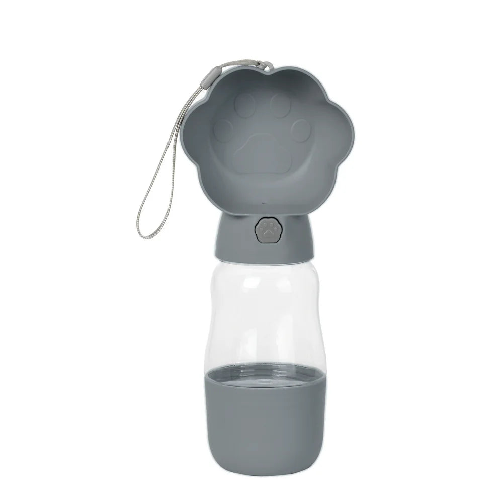 2 in 1 Dog Water Bottle With Food Container 530ml - Outdoor Portable Pet Water Dispenser Feeding Bowl