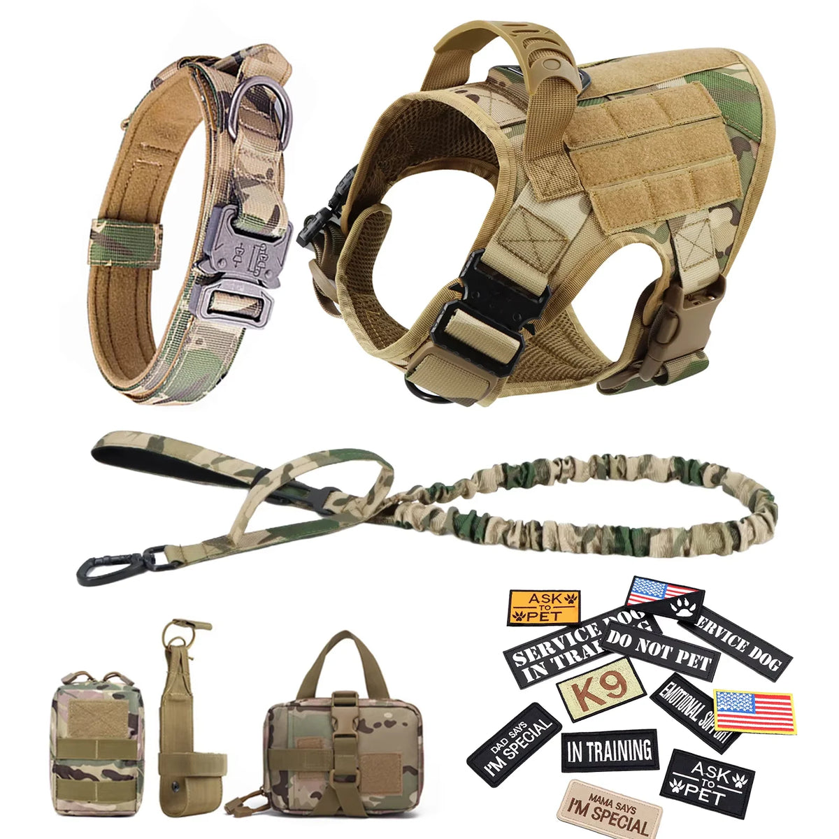 Tactical Military Large Dog Harness Collar