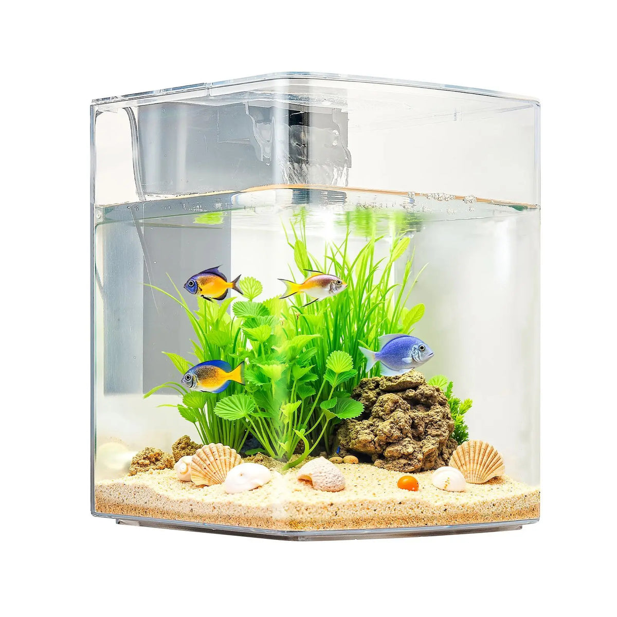 2 Gallon Arch Ultra-Clear Tank Adjustable 3 Color Lighting, Self Cleaning System Fishbowl for Freshwater & Saltwater
