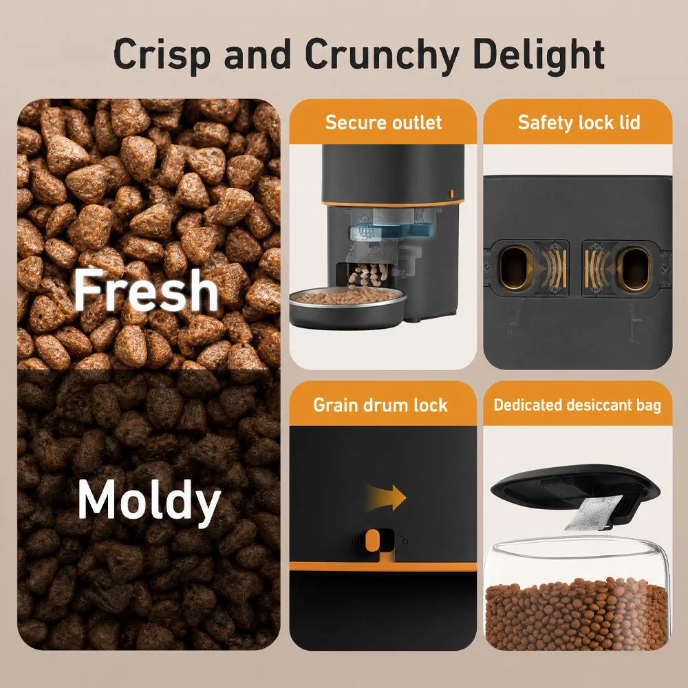 NITYERS 4L Automatic Smart Pet Food Dispenser with Key Control, Voice Recorder, Dual Power Supply, Timed Auto Dog Feeder with Stainless Steel Bowl