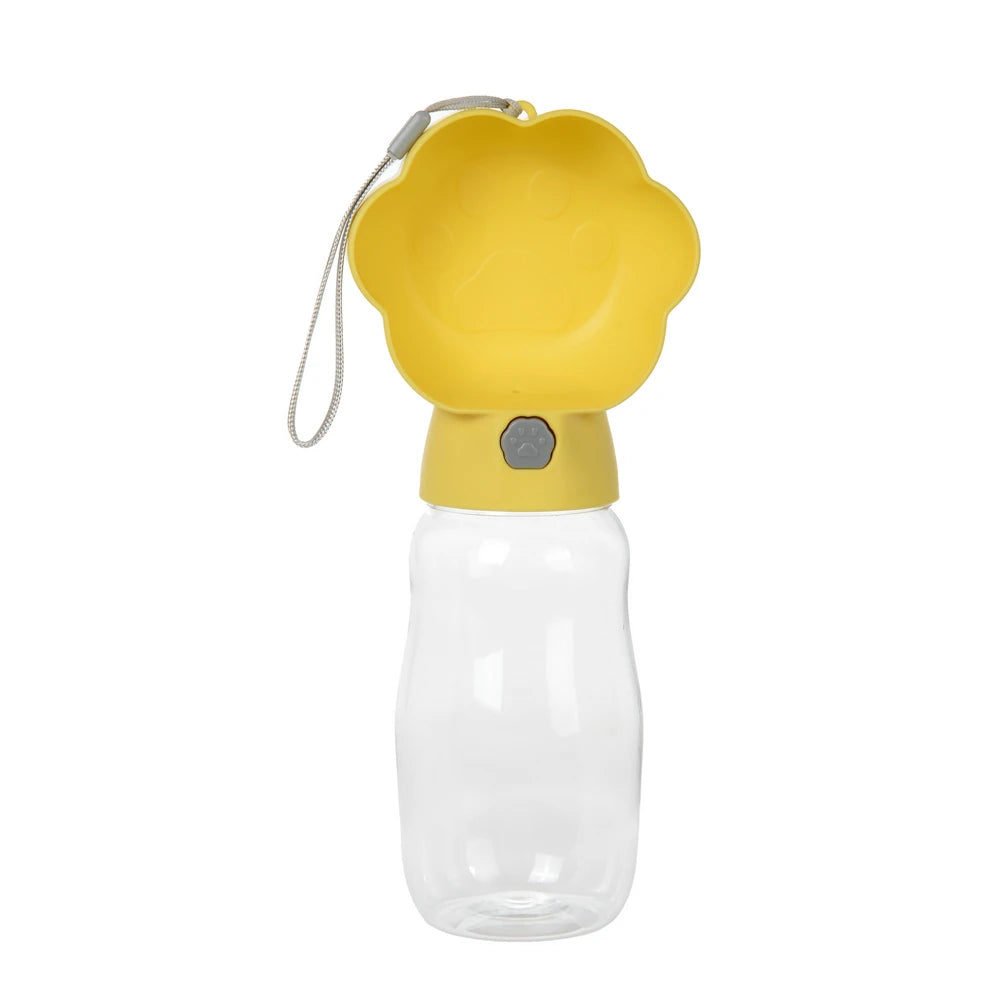 2 in 1 Dog Water Bottle With Food Container 530ml - Outdoor Portable Pet Water Dispenser Feeding Bowl