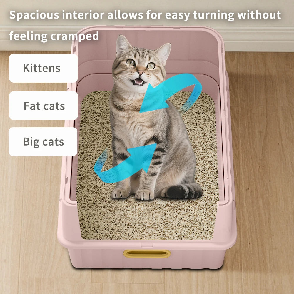 Large Cat Litter Box With Pull-Out Drawer, Fully Covered For Privacy & Odor Control, Front Entry & Top Exit, Leak-Resistant And Easy-Clean Tray